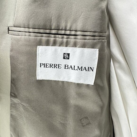 vintage 90s PIERRE BALMAIN jacket blazer sport coat 100% wool designer khaki 50R - Picture 8 of 9